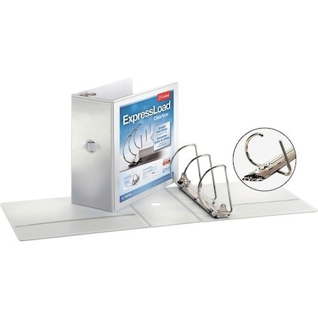 Cardinal Brands Cardinal 49150, EXPRESSLOAD CLEARVUE LOCKING D-RING BINDER, 3 RINGS, 5in CAPACITY, 11 X 8.5, WHITE CRD49150